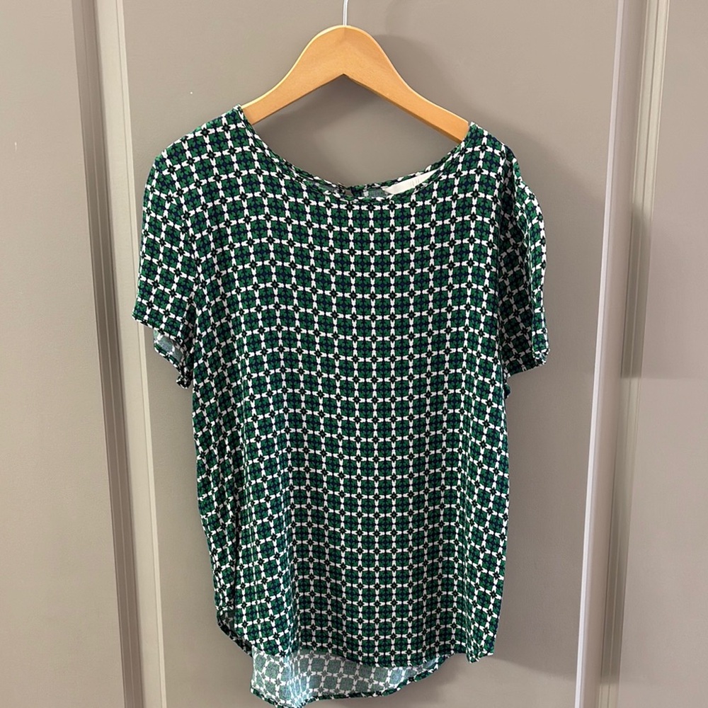 H&M Sz 6 Green Patterned Women's Top